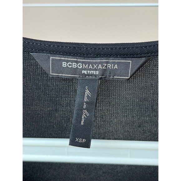 BCBGMaxAzria Petite Dress Colorblock Short Sleeve Stretch Black Green Blue XSP - Picture 3 of 6